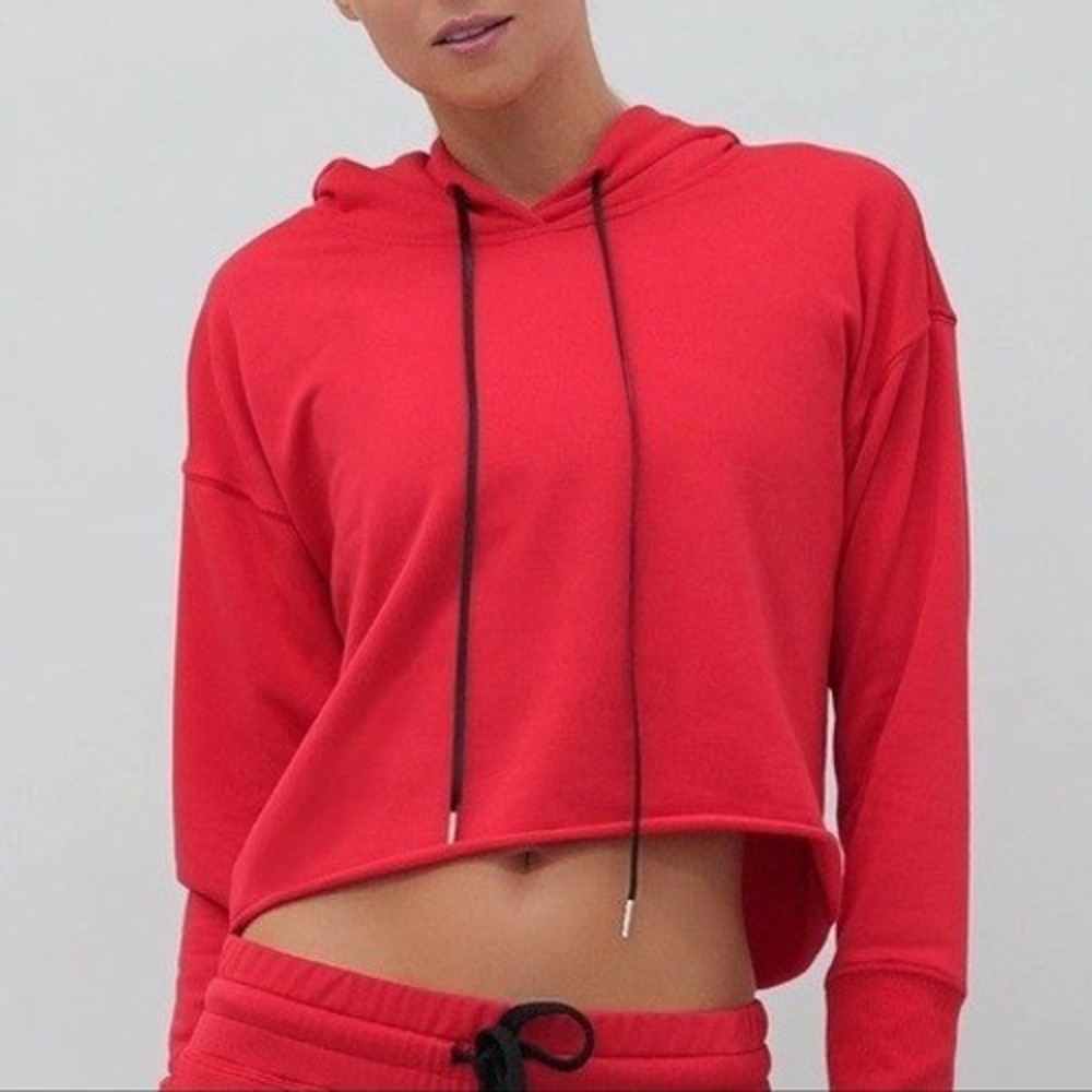 Birdiebee Power Hoodie Women Large Red Cropped‎ Boxy Oversized Athleisure